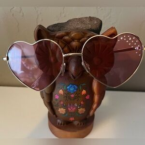 Heart-Shaped Sunglasses with Rhinestones